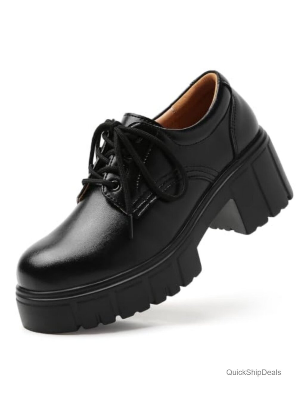 Women's Chunky Platform Oxfords Lace-Up Leather Dress Shoes Lug Sole
